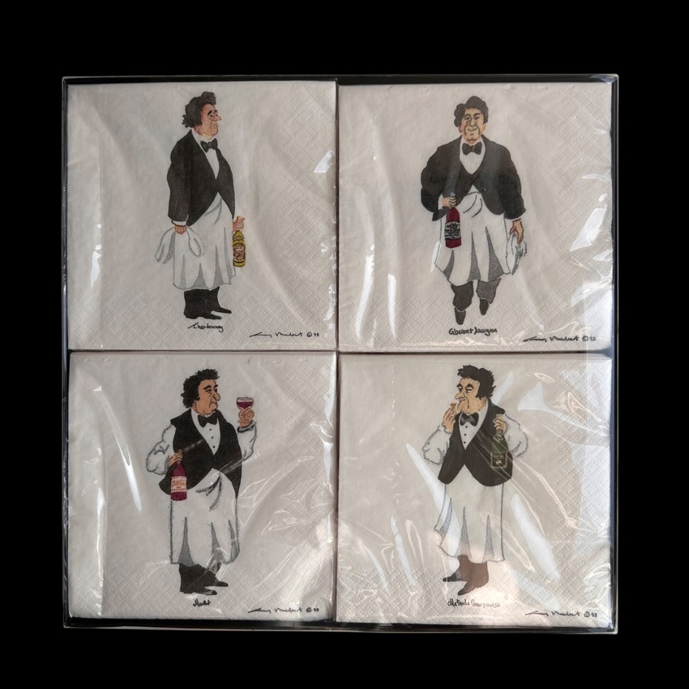 Guy Buffet's Wine Guys Beverage Napkin Gift Box Set NIB